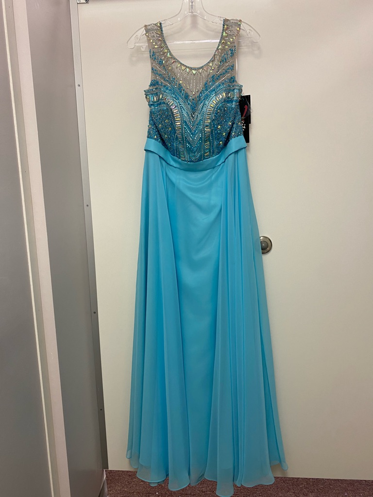 Embellished Beaded Sky Blue Evening Gown
